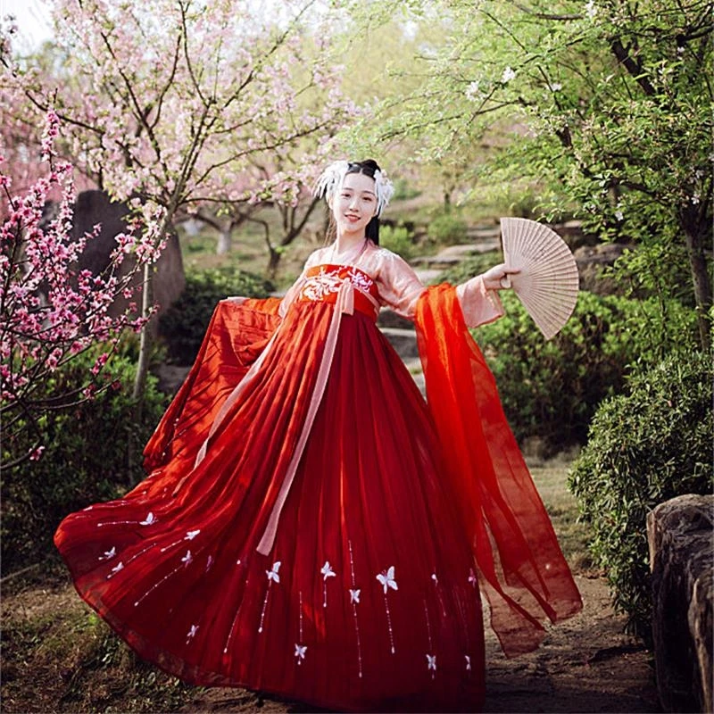 Hanfu костюм элегантный красный Hanfu костюм для женщин/женский китайский древний и традиционный взрослый одежда народный танец наряд DQL1061