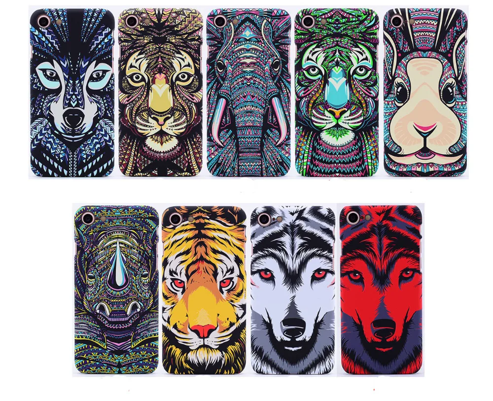 

Brilliant Painting Bright Color TPU Case For iphone 7 Plus Fashion Animal Wolf Tiger Elephant Cover Case For iphone7 Plus