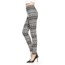 Rylanguage Aztec Printed leggings Women Black White Leggins Slim High Waist Leggings American Original Order from aztec to high tech