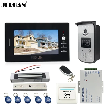 

JERUAN 7`` TFT color video door phone intercom system kit 700TVL RFID Access IR Night Vision COMS Camera In stock FREE SHIPPING