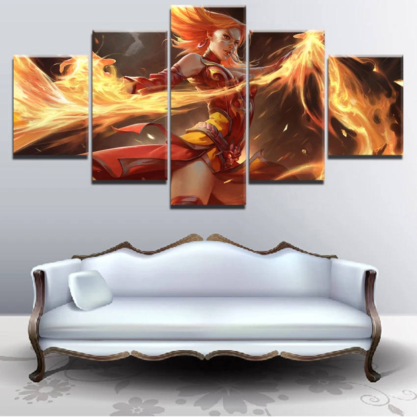  Home Decoration Canvas Painting 5 Pieces Dota 2 Pictures Modern Wall Art Prints Modular Game Poster
