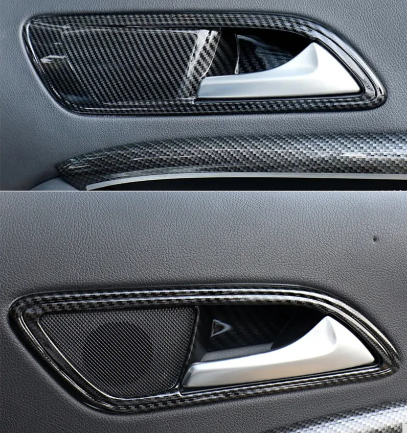 ABS углеродного волокна Цвет внутренняя дверь чаша митенки отделка 4 шт. для Mercedes Benz CLA(13-18) GLA(13-15) A(13-18) B(12-18) класс