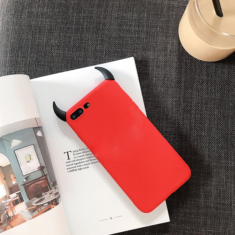 Мягкий ТПУ чехол Devil Horns Demon Angle Cover для Huawei P40 P8 P9 P10 P20 P30 Pro Lite 2017 P Smart Plus Y5P Y6P Y7P чехлы