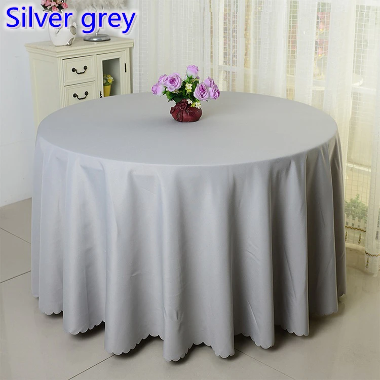 Silver grey colour wedding table cover table cloth polyester table