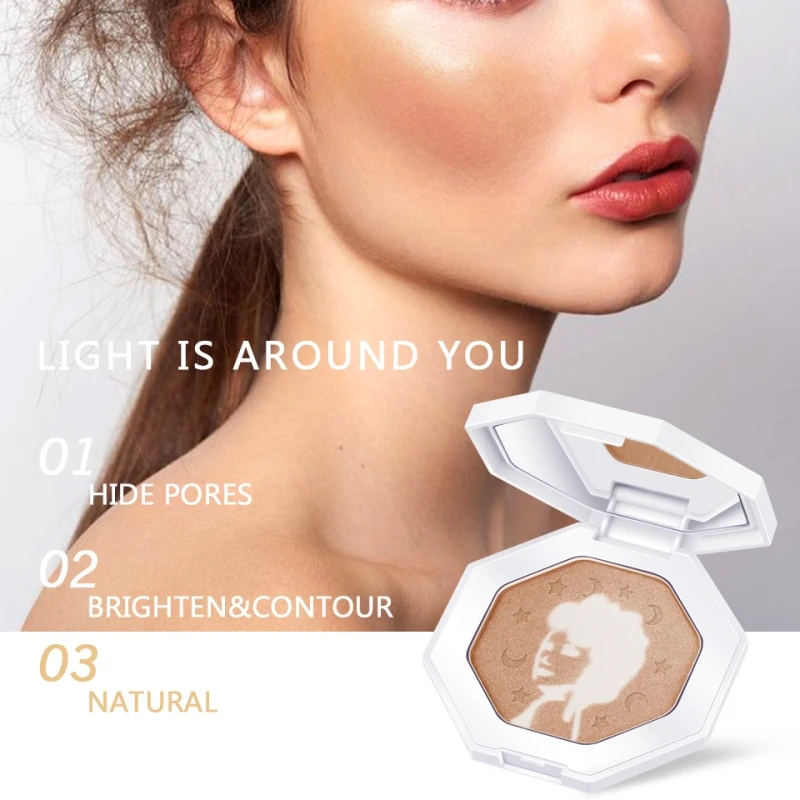 

New Highlighter Makeup Illuminator Two-Color Face Brightener Concealer Powder Light And Delicate Long-Lasting Pressed Powder