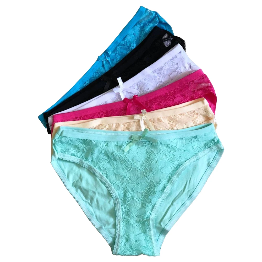 

ERAEYE 5pcs/lot Women's Sexy Lace Panties With Big Size High-Crotch Transparent Floral Bow Soft Briefs Underwear For Ladies