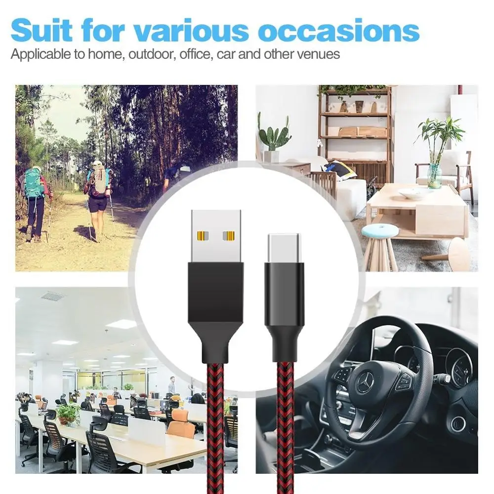 2.4A usb type-c кабель для xiaomi huawei телефонный кабель передачи данных QC 3,0 нейлоновый плетеный кабель