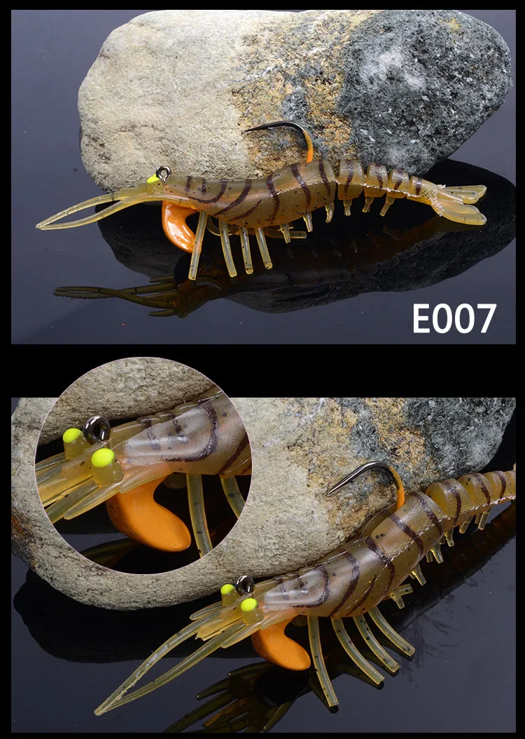 Le-Fish Новинка 2 шт./партия Мягкая приманка с запахом креветки искусственные креветки светящиеся глаза цвета Мягкая бионическая приманка с крючок с грузилом
