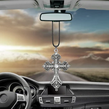 

Car Pendant Automobiles Decoration Metal Diamond Hanging Cross Auto Interior Rearview Mirror Dangle Ornament Accessories Gifts