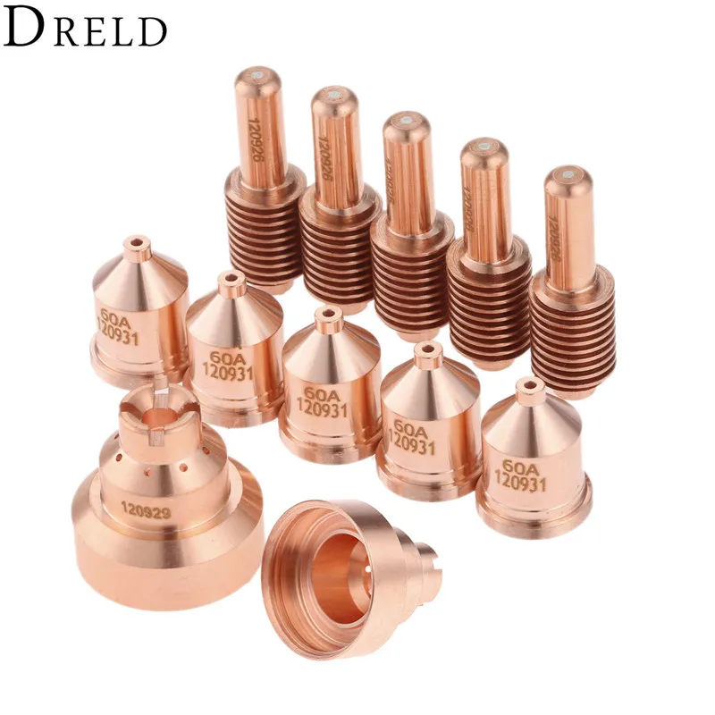 DRELD 12pcs/set Nozzle 120931+Electrode 120926+Shield 120929 For Plamsa Cutting Torch Consumables 1000 1250 1650 RT60 RT80
