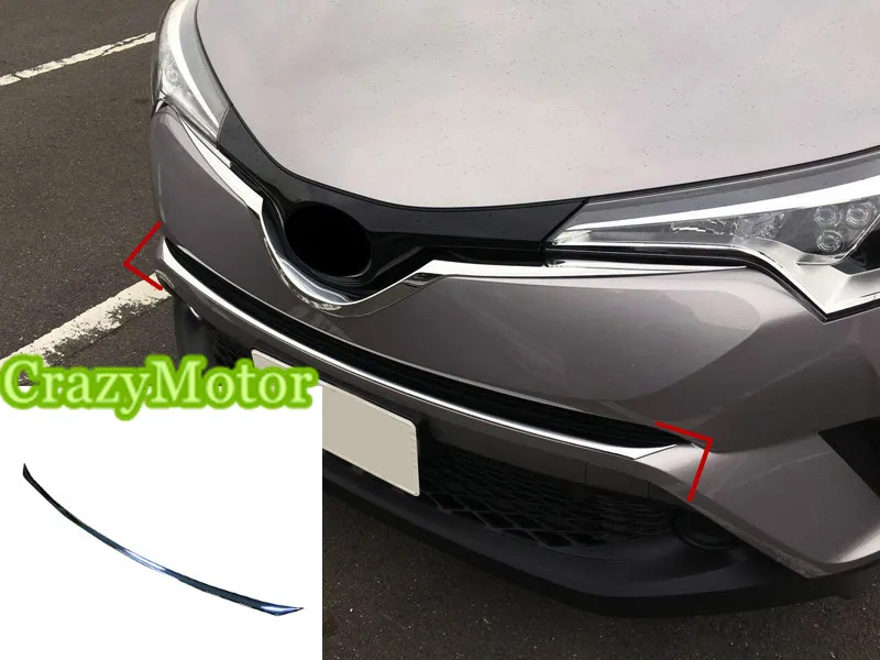 

For Toyota C-HR 2016 2017 2018 Exterior ABS Chrome front bottom center grille grill strip trim cover 1pcs