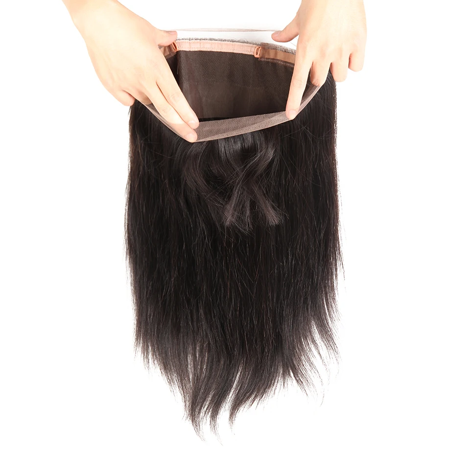 Гладкий 360 кружевной фронтальный Закрытие с волосами младенца бразильские прямые волосы 22x4x2 Remy человеческие волосы 1 пучок 12-18 дюймов