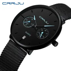 Новые синие кварцевые часы CRRJU мужские s часы лучший бренд Роскошные часы для мужчин ультра-тонкие водонепроницаемые наручные часы Relogio