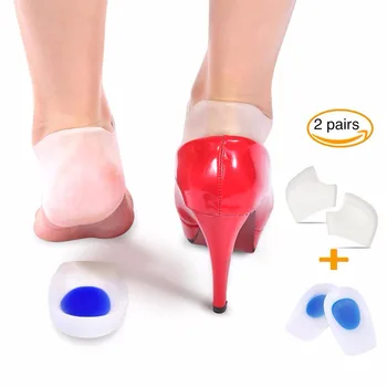 

1 Pair Super Soft Gel Heel Cups Pads+1Pair Moisturizing Gel Heel Sleeves Compression Socks Lady High Heel Foot Protector Pad Set