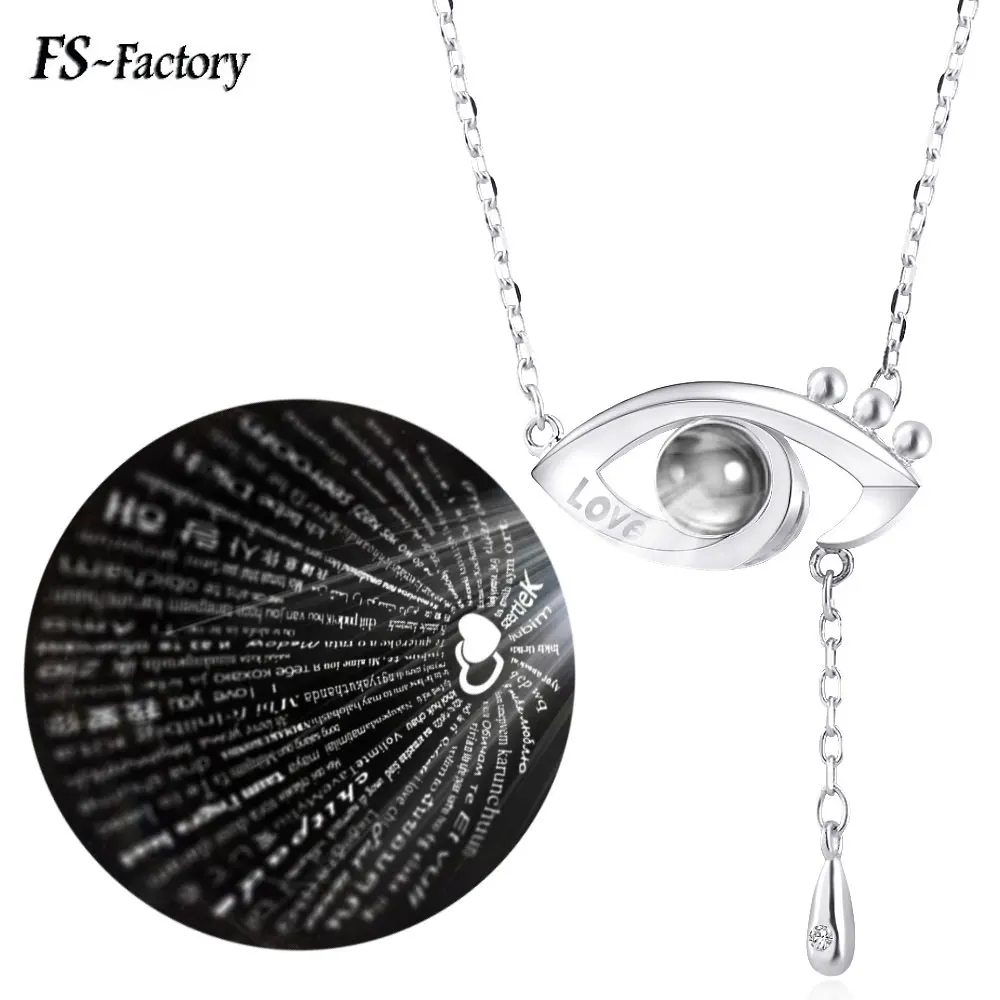 

New 100 Languages I Love You Projection Choker Necklace Letter Love Eyes Pendant Necklace for Women Valentine's Day Jewelry