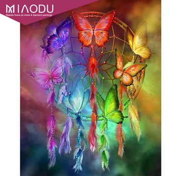 

Miaodu 5d Diy Diamond Embroidery Full Square,Painting Of Diamond,Diamond Painting Butterfly Feather Dream Catcher Decorate Gift