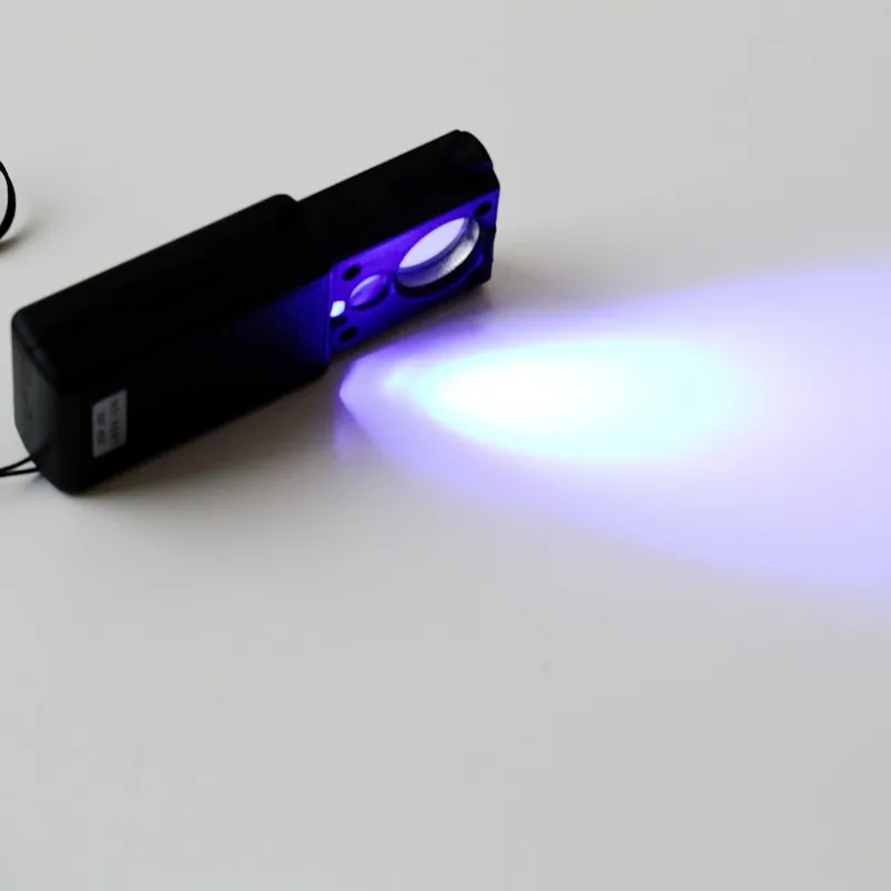 1pcs 30X 60X LED Mini Pocket Magnifying Lupa Hand Magnifier Portable Jeweler Microscope Currency UV Detector