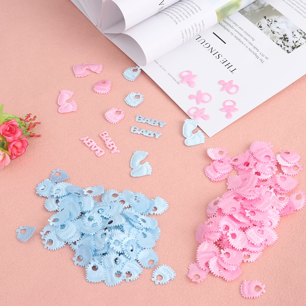 100pcs/pack Baby Shower Confetti Table Party Sprinkles Birthday Footprint, Pacifier, Baby, Bib Style Boy Girl Baby Shower Decor