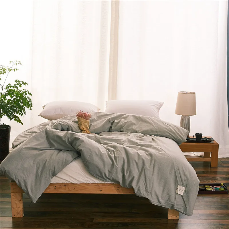 

Modern Minimalist Gray Solid Color Bedding 1 Piece Duvet Cover With Zipper 100% Cotton Quilt Or Comforter Or Blanket Case Soft