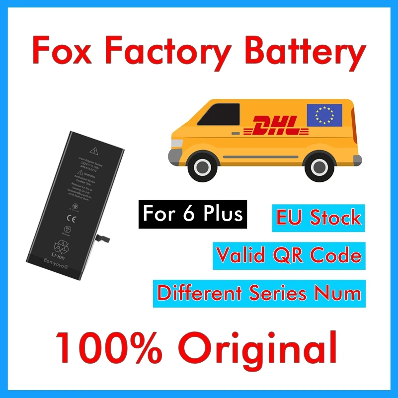 BMT DHL UPS 100 шт./лот Foxc Заводская батарея для iPhone 6 + P plus 2915 мАч Замена Ремонт 0 цикл