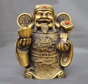 

wedding decoration China bronze copper temple fengshui coin Yuanbao RUYI wealth God Jambhala statue