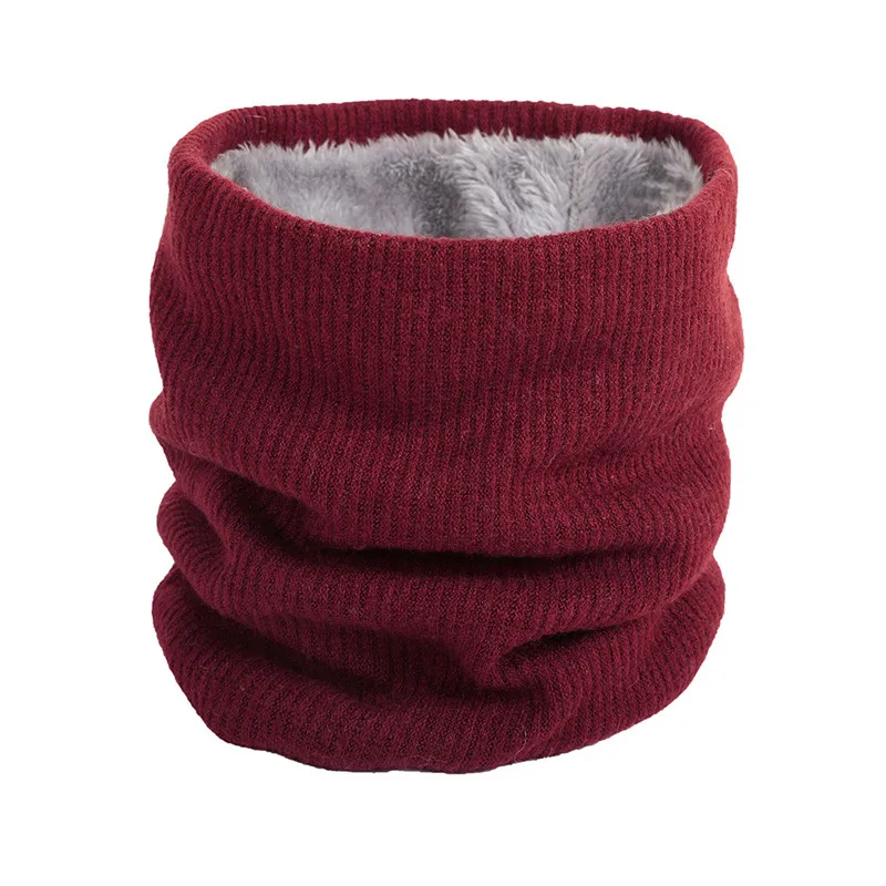 Детский шарф для мальчика, девочки для зимний хлопчатобумажный шарф для детей из плотного бархата, с О-образным вырезом шарф; шарф для малышей с круглым вырезом высокое качество шею - Цвет: wine red
