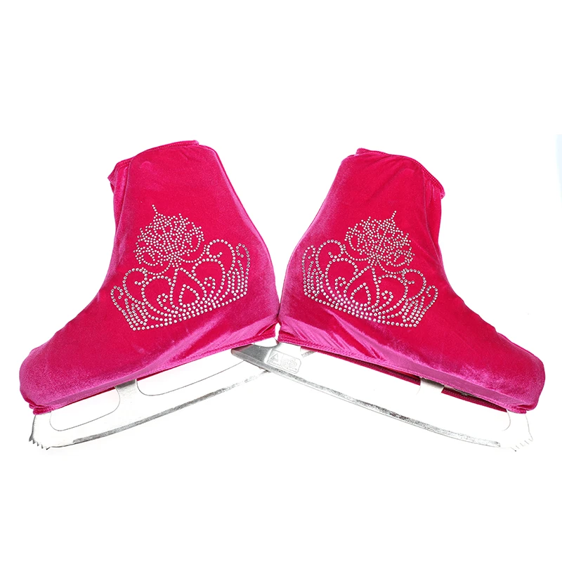 Nasinaya обувь для фигурного катания бархатная Крышка для детей взрослых защитные роликовые коньки аксессуары для катания на коньках блестящие стразы 17 - Цвет: rose red