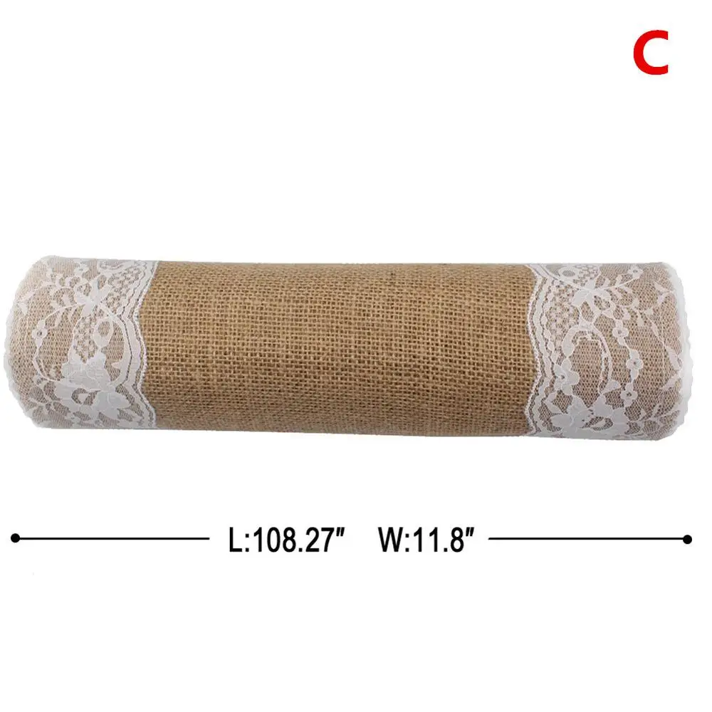 C OurWarm натуральная Мешковина Настольная дорожка для свадьбы 275x30 см белое, с кружевами, связанными крючком джутовый льняной Настольная дорожка s Обеденная отель предоставляет - Цвет: C