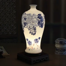 Синий белый Китай гостиная Винтаж настольная лампа фарфор Керамика настольная лампа Свадебные украшения китайский гостиная настольная лампа