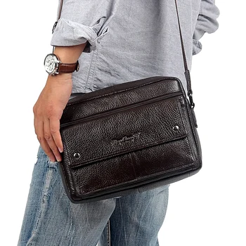 

New Genuine leather men's Bags of natural cowhide Casual Handsome For men Messenger bags shoulder bag Classic zipper wallet #309