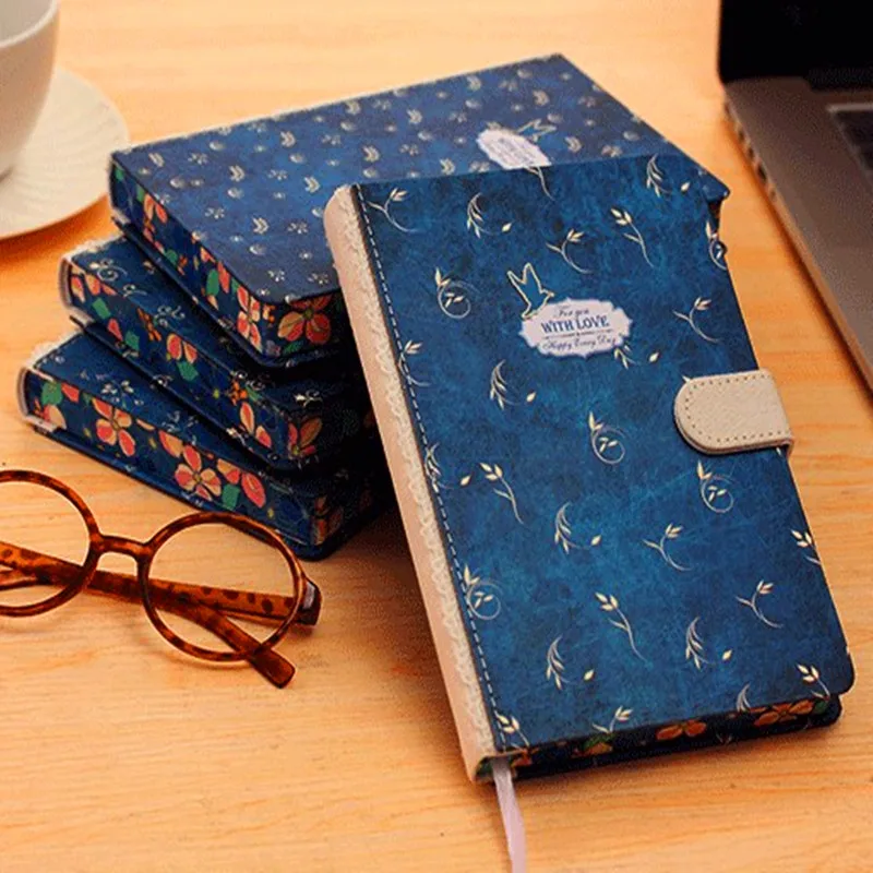 Creative vintage notebook Hard Cover Lined Diary Cute Planner Journal School Study Notebook flower Memo Agenda Notepad Gift