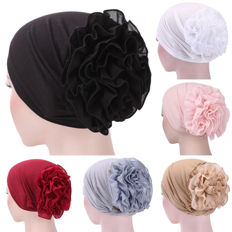 

Muslim Hats Hairnet Chemo Cap Women Floral Lace Turban Hat India Cap Flower Bonnet Beanie