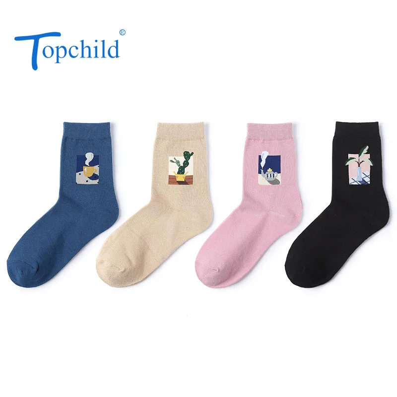 

Topchild man woman socks Artistic style oil painting sock happy fashion winter thick Warm happy unisex Casual socks funny