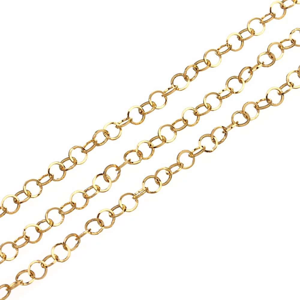 

10Yards Continue/Roll 3mm Diameter Well Polished Gold Stainless Steel Chain Necklaces For Women/Men Accessories