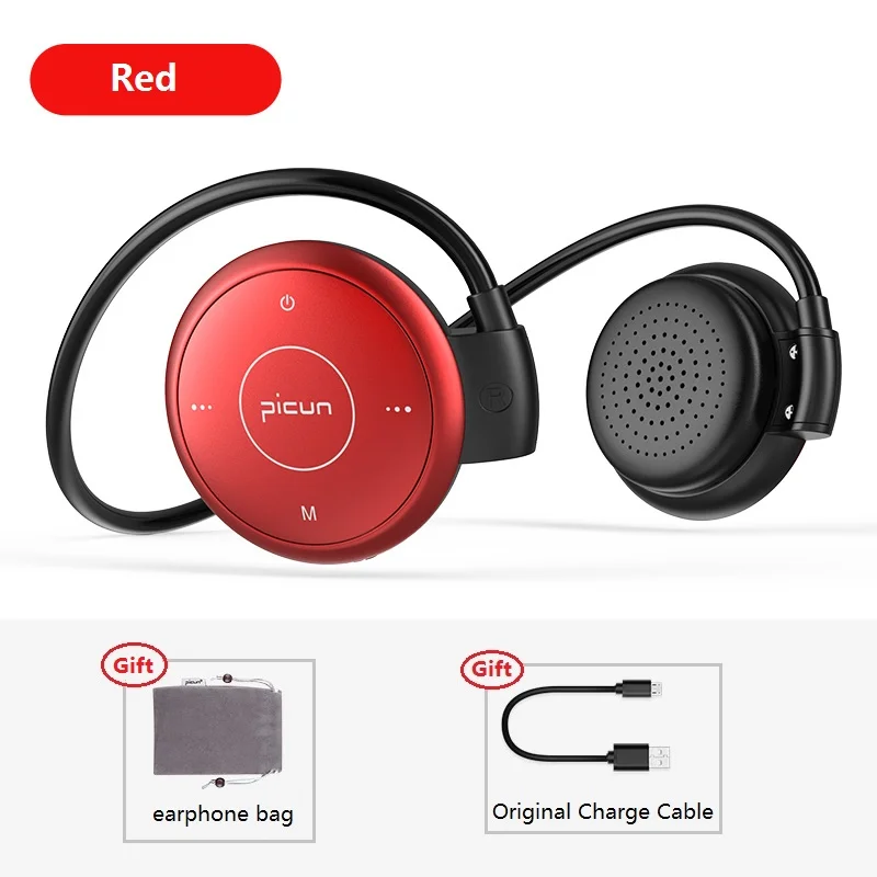 Picun T6, ушные крючки, беспроводные Bluetooth наушники, спортивная водонепроницаемая гарнитура, MP3, FM наушники с шумоподавлением, поддержка TF карты