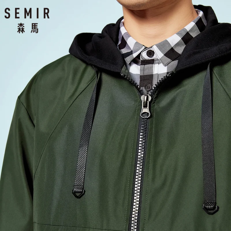 Куртка SEMIR мужская с капюшоном уличная ветровка на молнии кулиской капюшоне