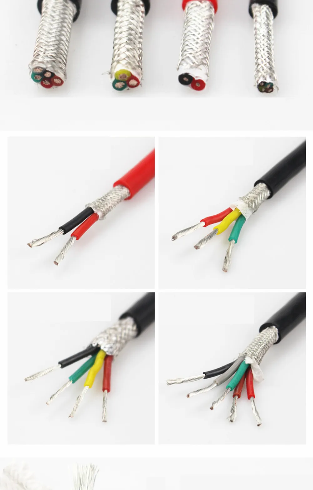 Heat-resistant 200° cable 4-core shielded soft silicone wire 22AWG 20AWG 18AWG 17AWG 15AWG