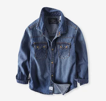 

Children's clothing boy long-sleeve denim shirt cotton 3-14 years old