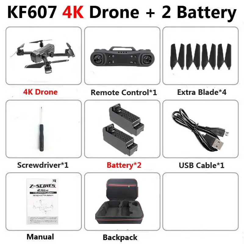 KF607 Профессиональный складной мини Дрон с двойной камерой 1080P 4K HD WiFi FPV оптический поток RC Квадрокоптер Вертолет игрушки VS SG106 - Цвет: KF607 4K 2B Bag