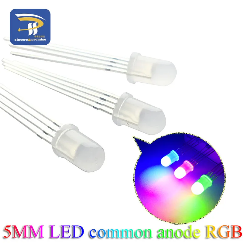 

20Pcs Multicolor 4pin 5mm RGB Led Diode Light Lamp Tricolor Round Common Anode LED F5 Light Emitting Diode Red Green Blue