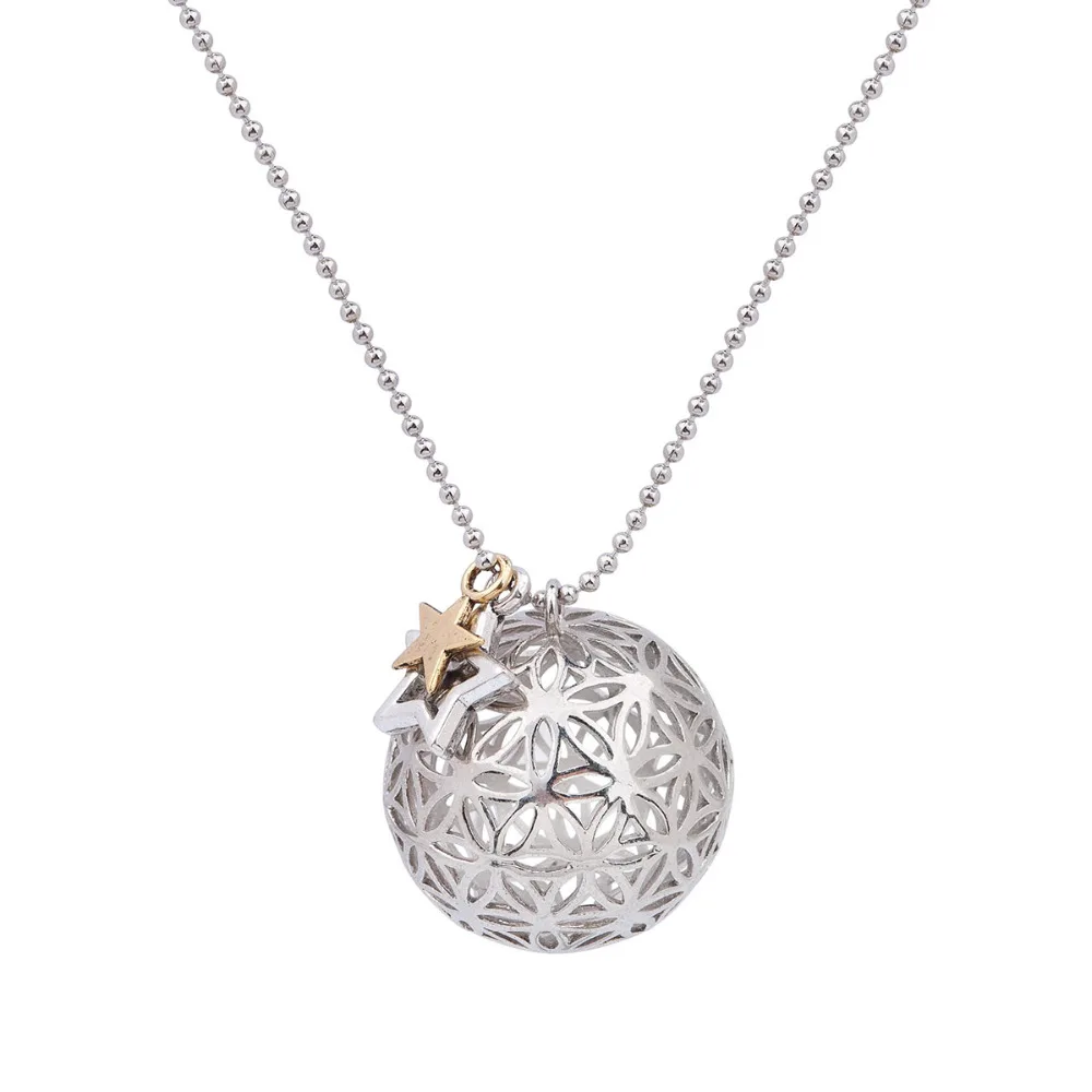 1PC Damen Blume des Lebens Hohl Anhänger Halskette Lange Kette Geometrie Schmuck
