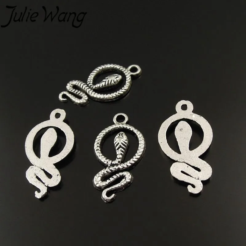 

Julie Wang 70pcs/pack Zinc Alloy Ancient Silver Animal World Snake Shape Reptile Animal Pendant Jewelry Accessories Western