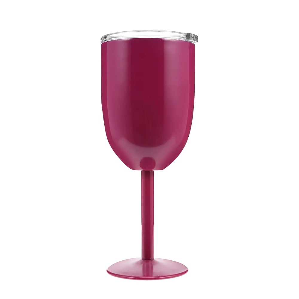 Бокал из нержавеющей стали, чашка для красного вина, автомобильная чашка, двухслойная чашка для коктейля, прочный стеклянный бокал с крышкой, посуда для напитков, стеклянная чашка Z35 - Цвет: Rose Red