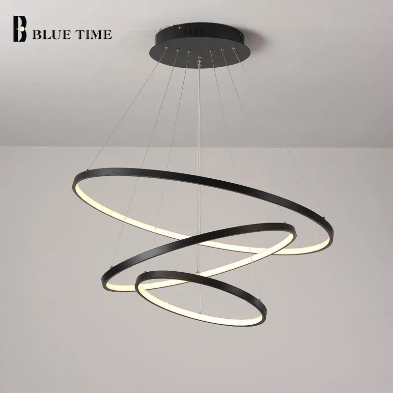 

Gold Silver White Black Modern chandelier Light For Living Room Dining Room 4/3/2/1 Circle Rings LED Ceiling Lamp Fixtures