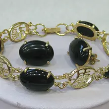 Горячая Новые-натуральные черные богатые серьги с нефритом/браслет^ часы Кварцевый Камень CZ Кристалл