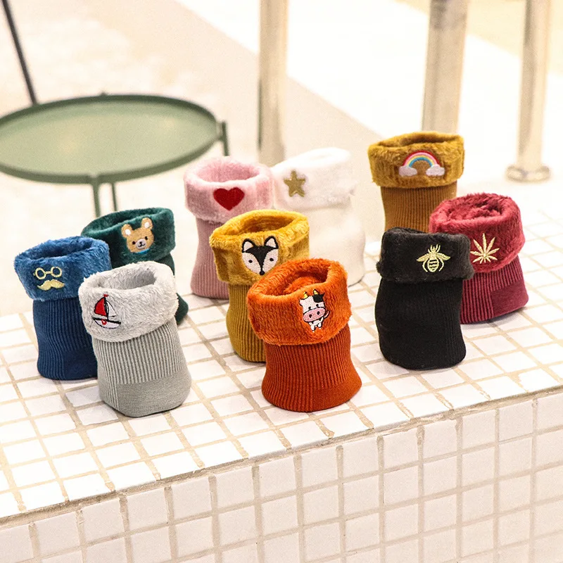 

1PCS Cute Patterns Real Woolen Thick Baby Kids Socks Winter Soft Warm Socks for Children Boys Girls Thermal Floor Baby Socks