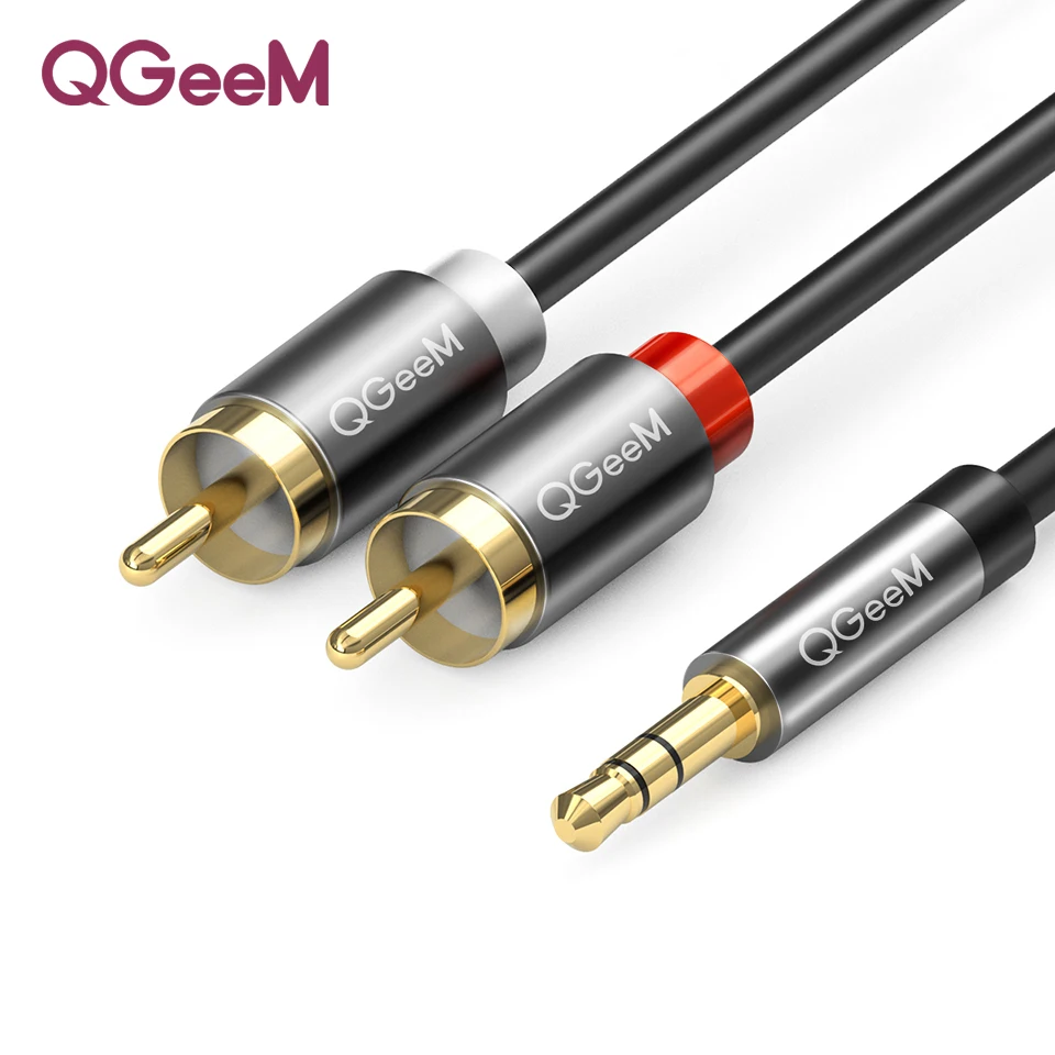 

QGeeM RCA Cable 2RCA to 3.5 Audio Cable RCA 3.5mm Jack RCA AUX Cable for DJ Amplifiers Subwoofer Audio Mixer Home Theater DVD