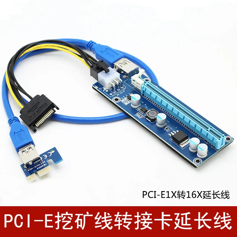 NEW5pcs Riser USB 3 0 PCIe 1x to 16x PCI Express Extender Riser Card with 2