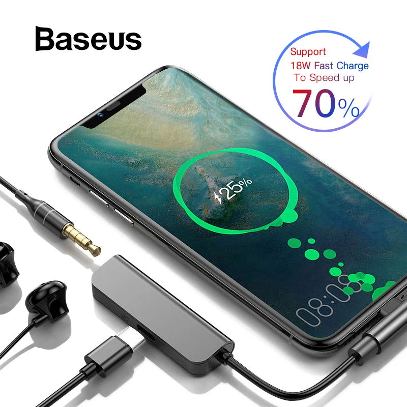 

Baseus PD 18W Type C Adapter to 3.5mm Aux Jack Converter for Samsung S9 USB Type C 2 in 1 Charge Earphone Mobile Phone Adapter