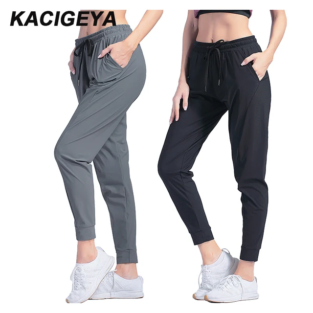 US $9.80 Female Sportswear Trousers Nylon Quick Dry Running Pants Pocket Yoga Pants Loose Breathable Women D